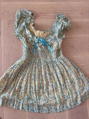 Free People Blue and Yellow Floral Mini Dress